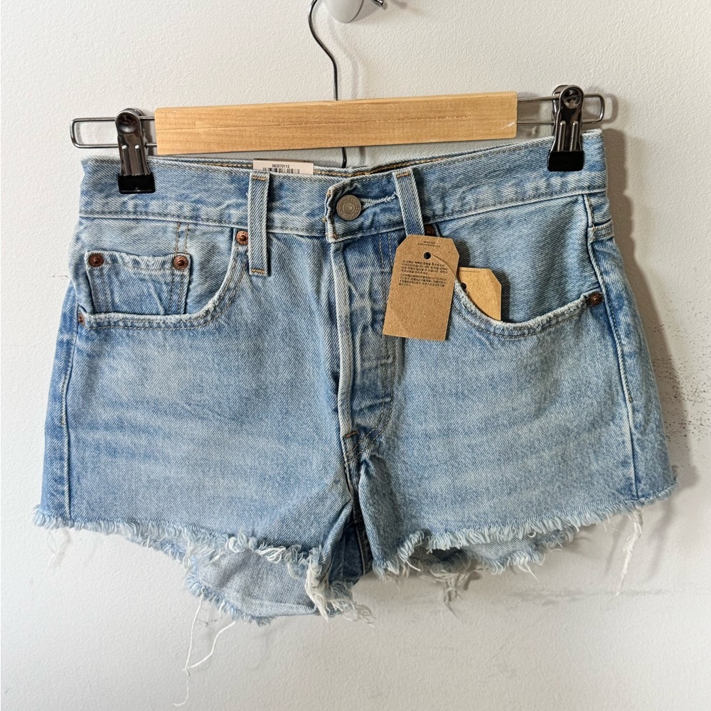 NEW Levi's 501 Denim Cut Off Shorts in Waveline Blue Size 24 high rise